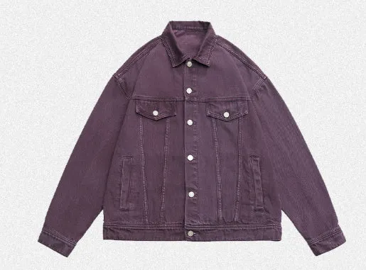 Retro washed dyed loose fit cotton denim coat in Moon White, front view