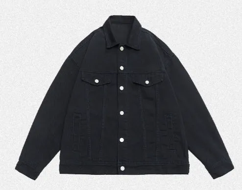 Retro washed dyed loose fit cotton denim coat in Moon White, front view
