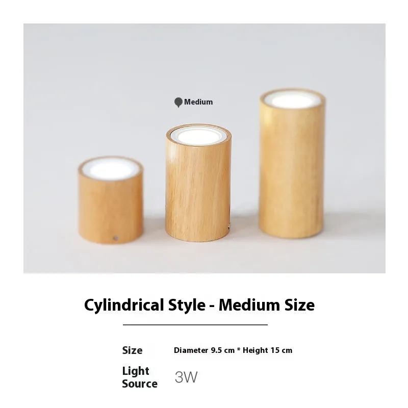 Modern simple solid wood surface mounted downlight in wood colour round shape for corridor
