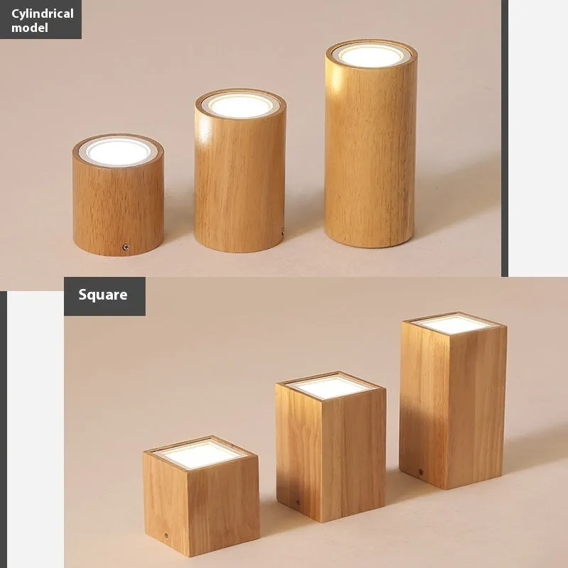 Modern simple solid wood surface mounted downlight in wood colour round shape for corridor