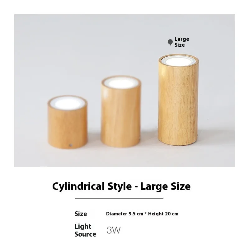 Modern simple solid wood surface mounted downlight in wood colour round shape for corridor