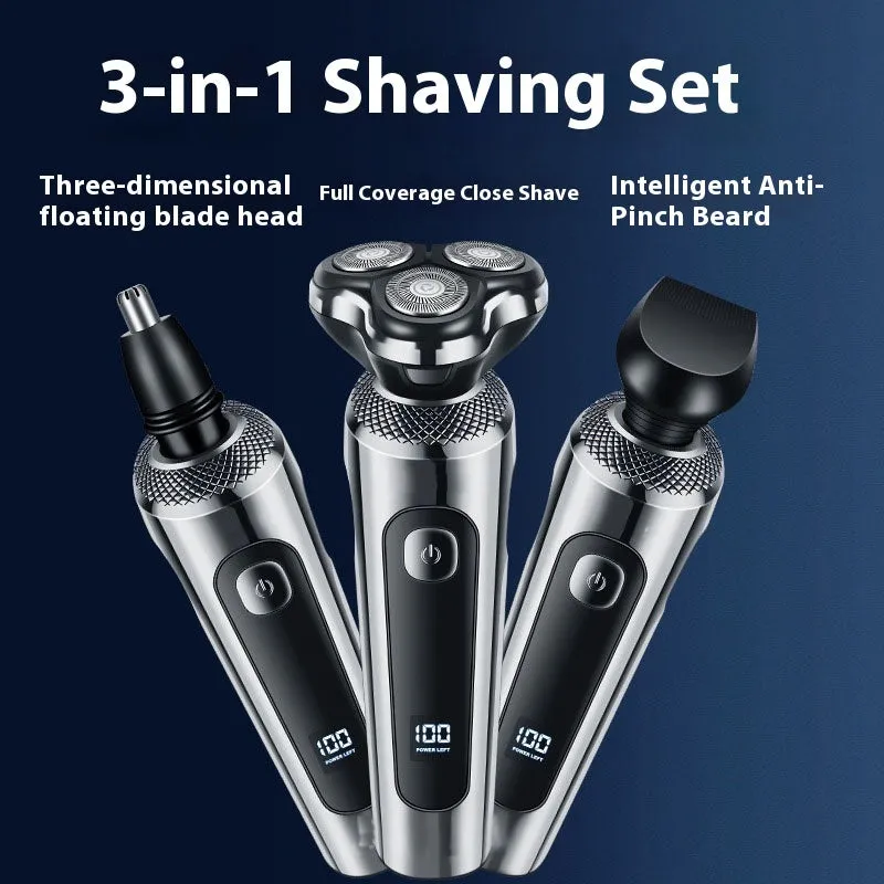 USB rechargeable beard trimmer with digital display and fully washable construction