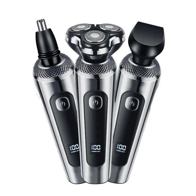 USB rechargeable beard trimmer with digital display and fully washable construction