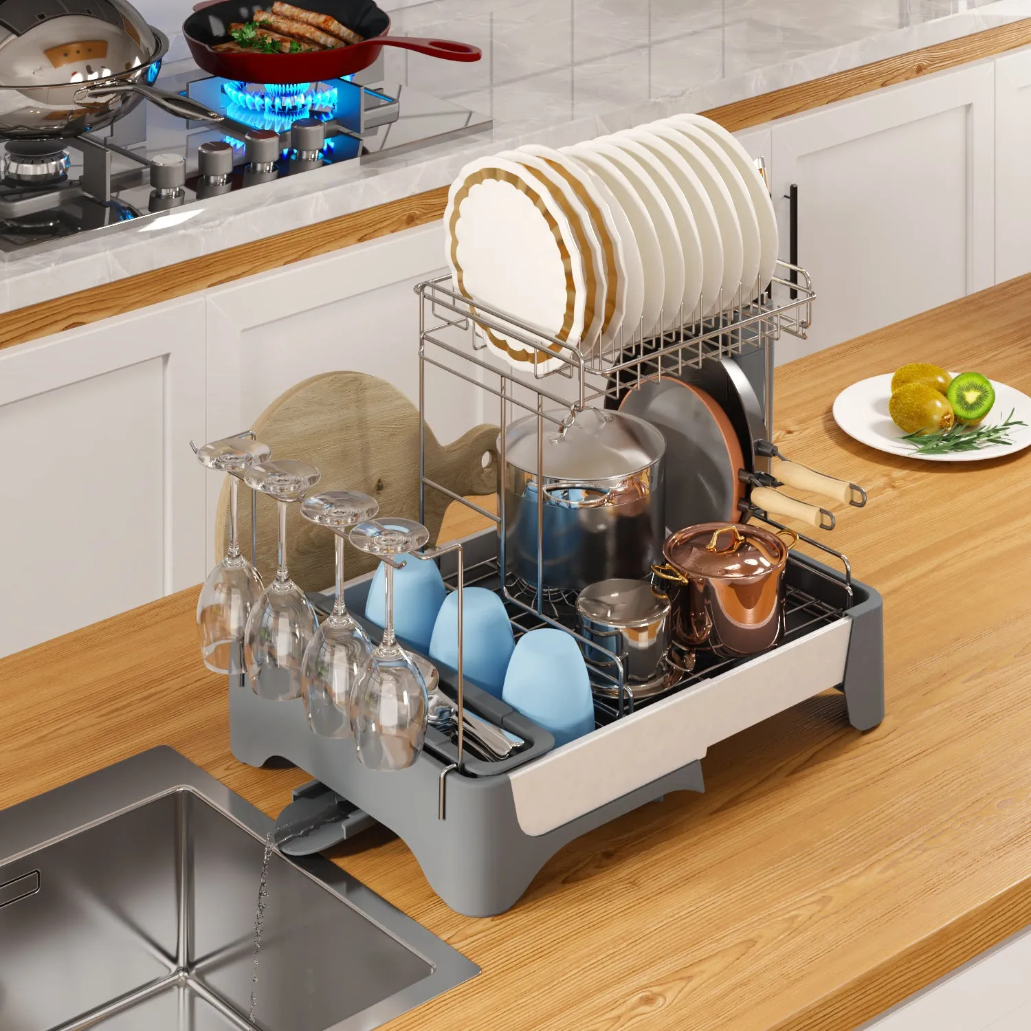 Qiaola Customized plastic dish rack multi-function draining rack single layer Korean style for kitchen sink