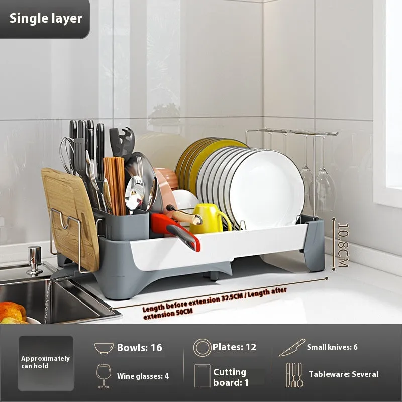 Qiaola Customized plastic dish rack multi-function draining rack single layer Korean style for kitchen sink