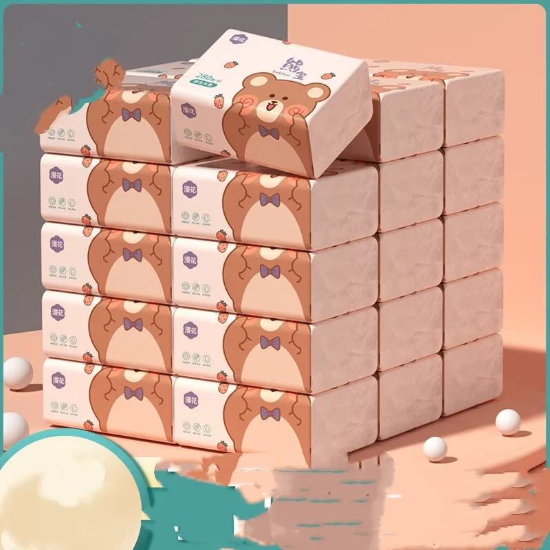 Paper extraction napkin full box with 30 packs of 5-layer natural wood pulp tissues 140mm x 170mm