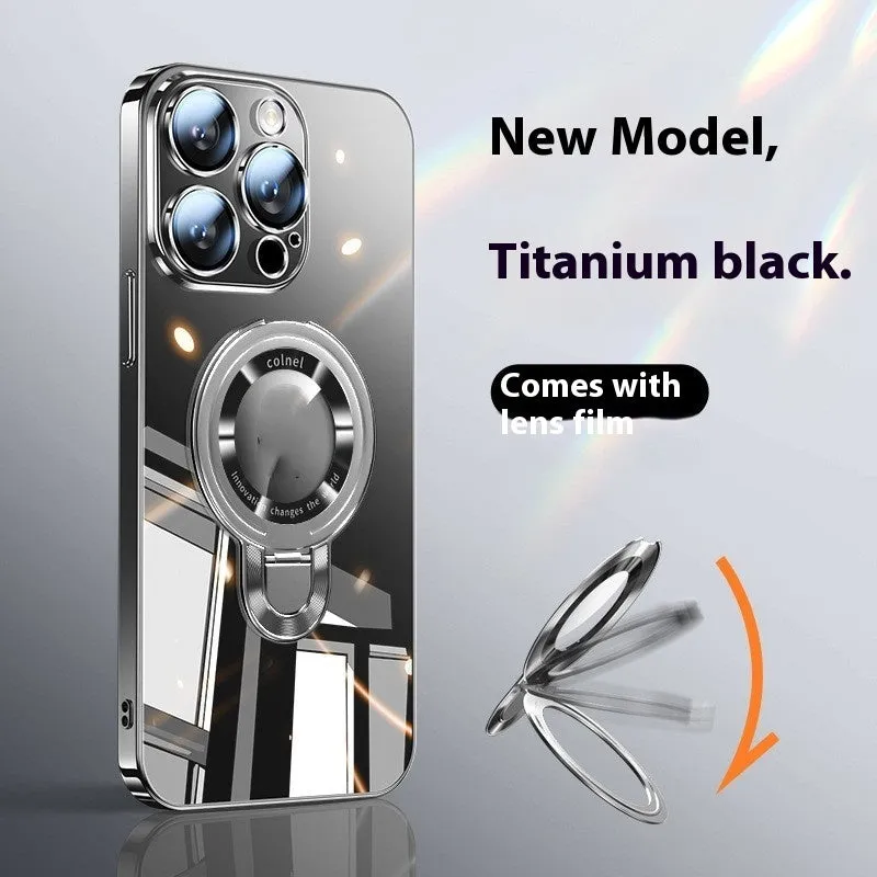 Desert Gold PC phone case with integrated bracket and magnetic suction for iPhone 17 Pro Max