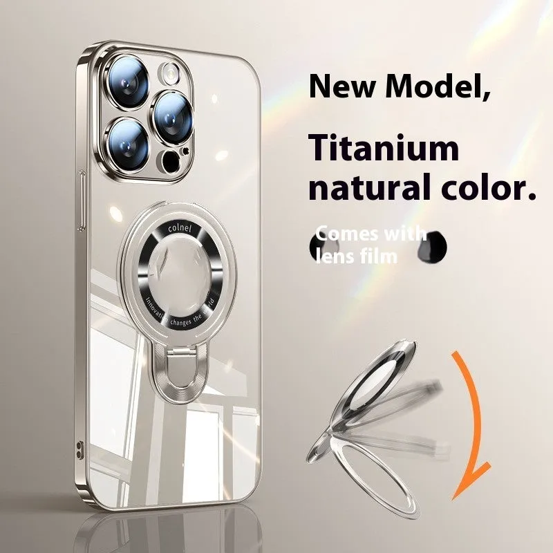 Desert Gold PC phone case with integrated bracket and magnetic suction for iPhone 17 Pro Max