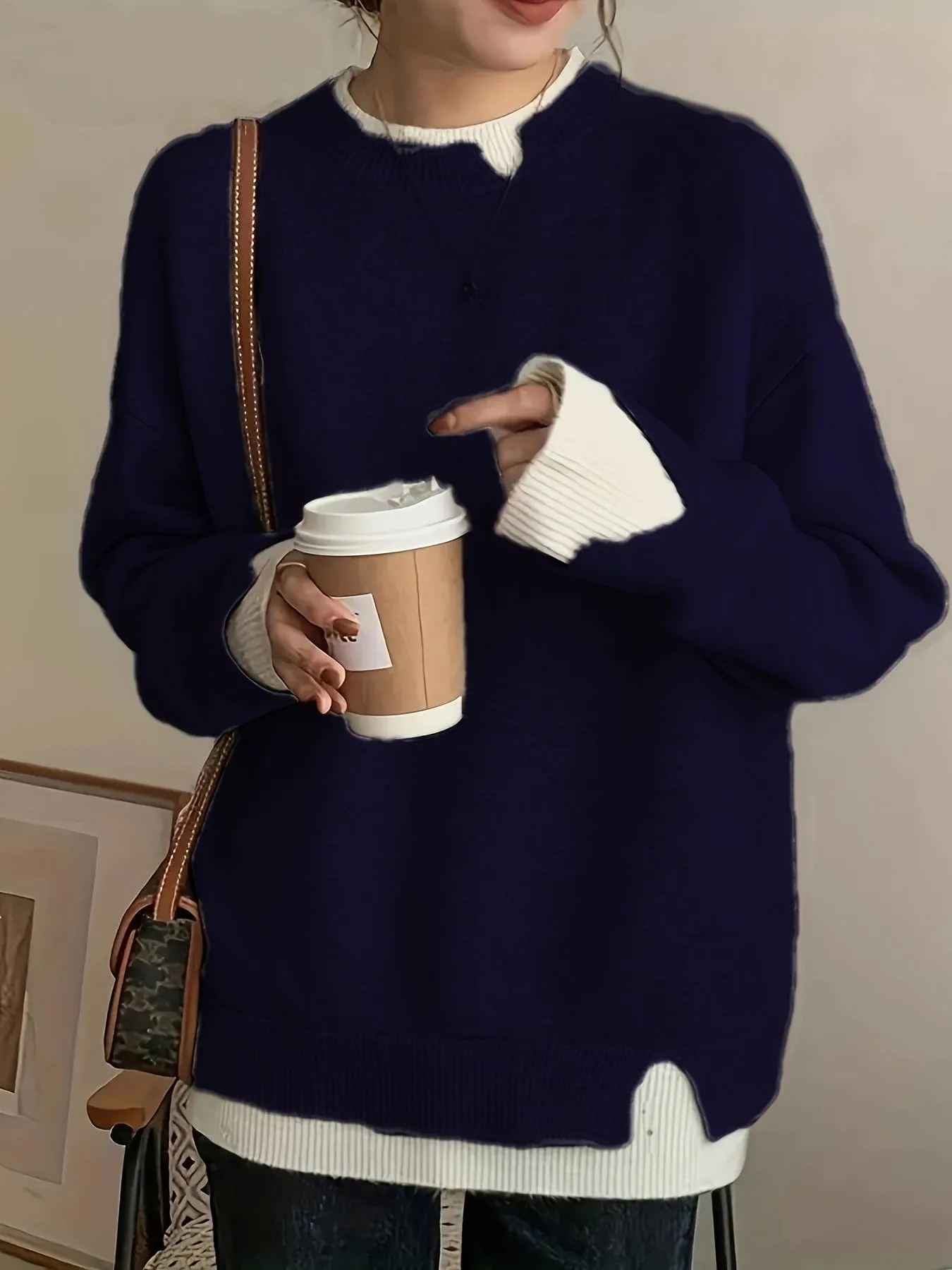 Grey round neck chenille sweater for women sizes 0XL to 5XL