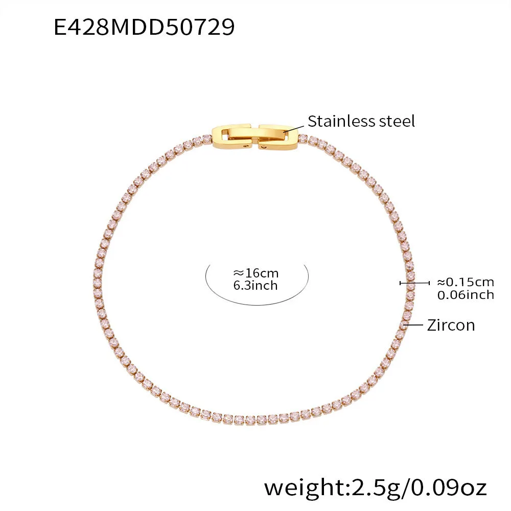 Titanium steel geometric full diamond-cut ring bracelet with white zircon accents on neutral background