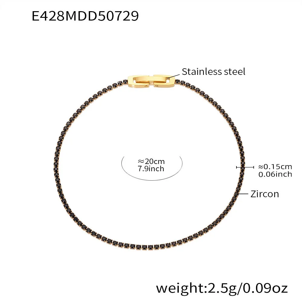 Titanium steel geometric full diamond-cut ring bracelet with white zircon accents on neutral background