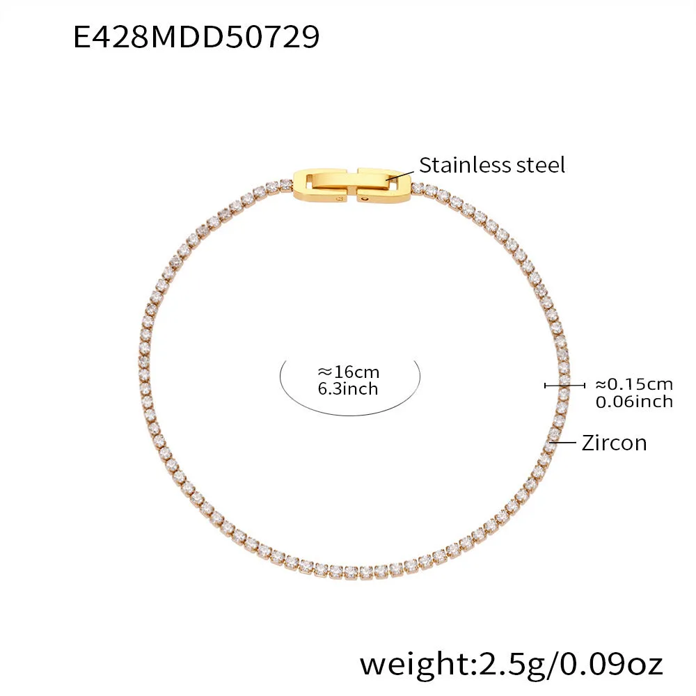 Titanium steel geometric full diamond-cut ring bracelet with white zircon accents on neutral background