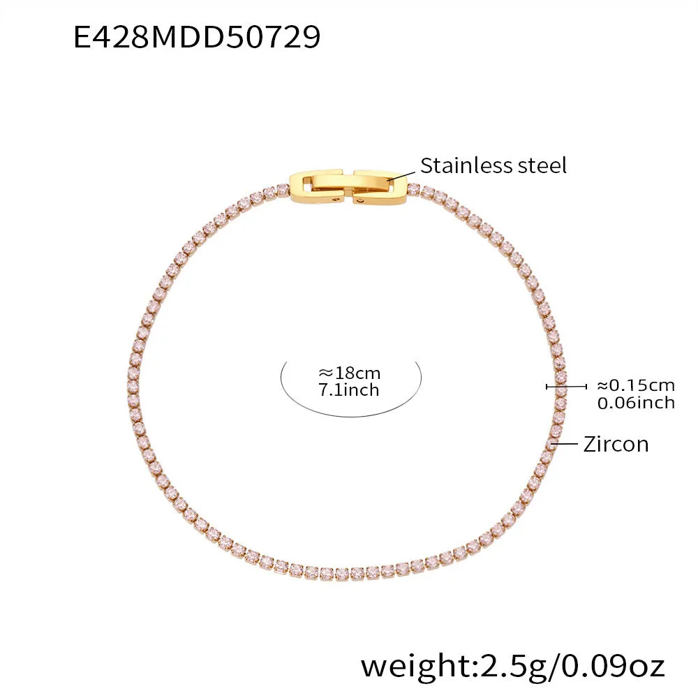 Titanium steel geometric full diamond-cut ring bracelet with white zircon accents on neutral background