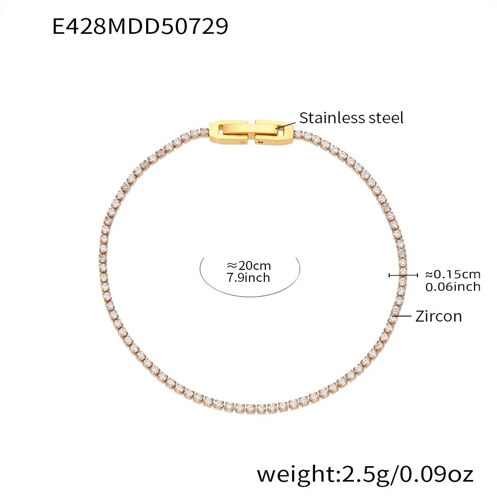Titanium steel geometric full diamond-cut ring bracelet with white zircon accents on neutral background