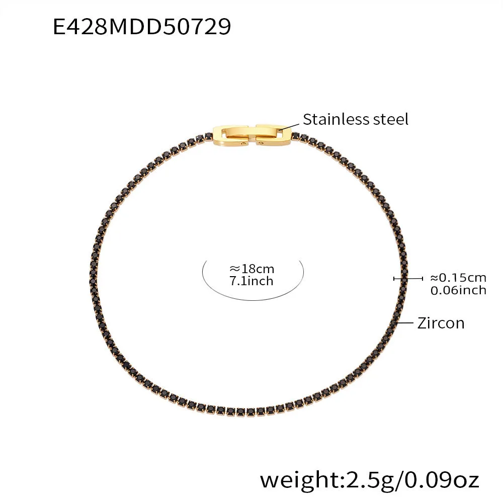 Titanium steel geometric full diamond-cut ring bracelet with white zircon accents on neutral background