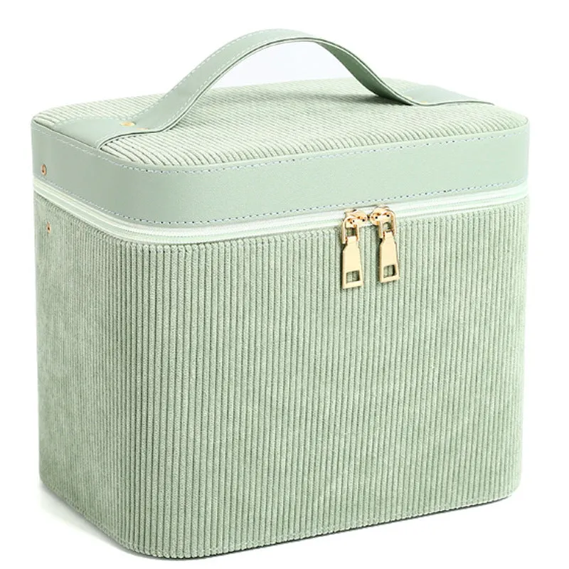 Large corduroy cosmetic storage case with a soft interior lining, shown in a solid colour.