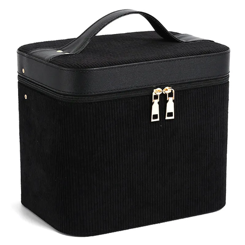 Large corduroy cosmetic storage case with a soft interior lining, shown in a solid colour.