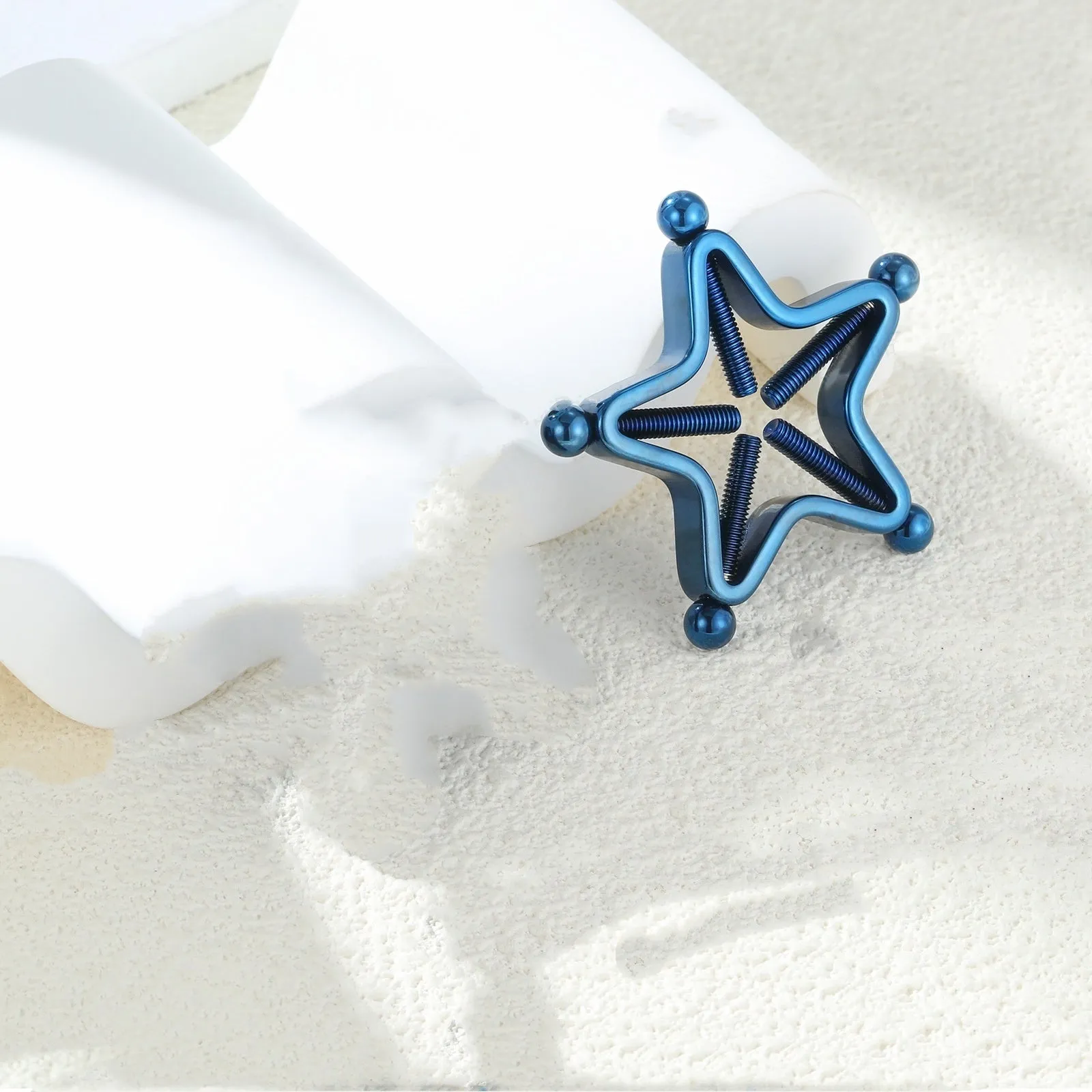 Stainless steel screw adjustable geometric nipple ring for women, steel colour finish