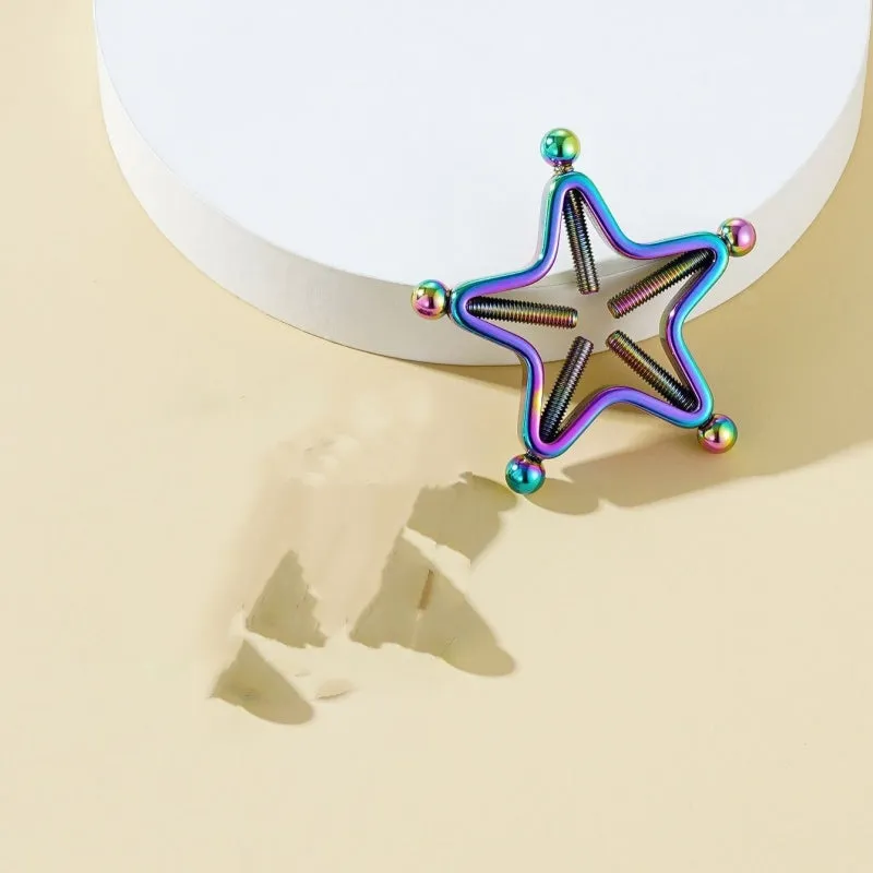 Stainless steel screw adjustable geometric nipple ring for women, steel colour finish