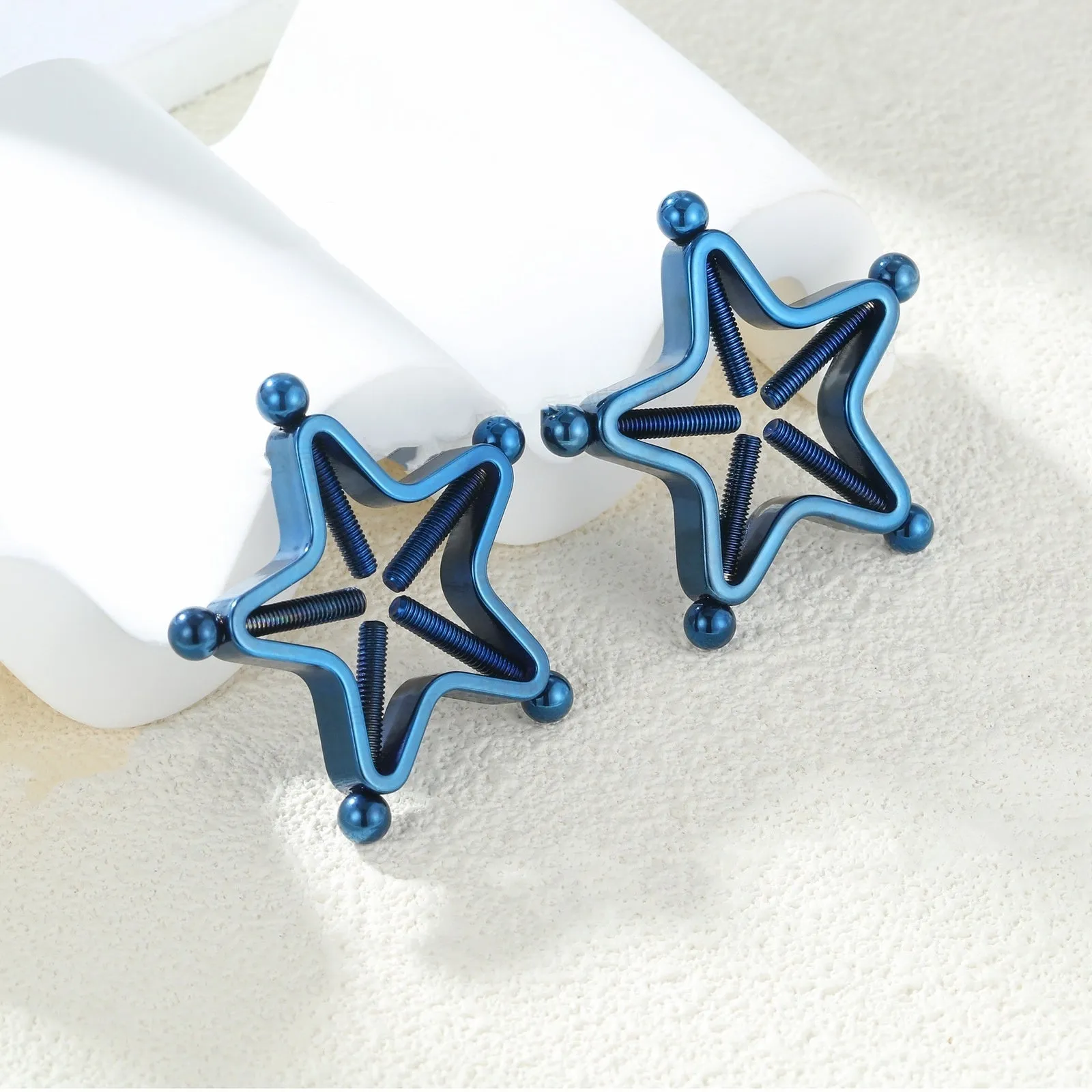 Stainless steel screw adjustable geometric nipple ring for women, steel colour finish