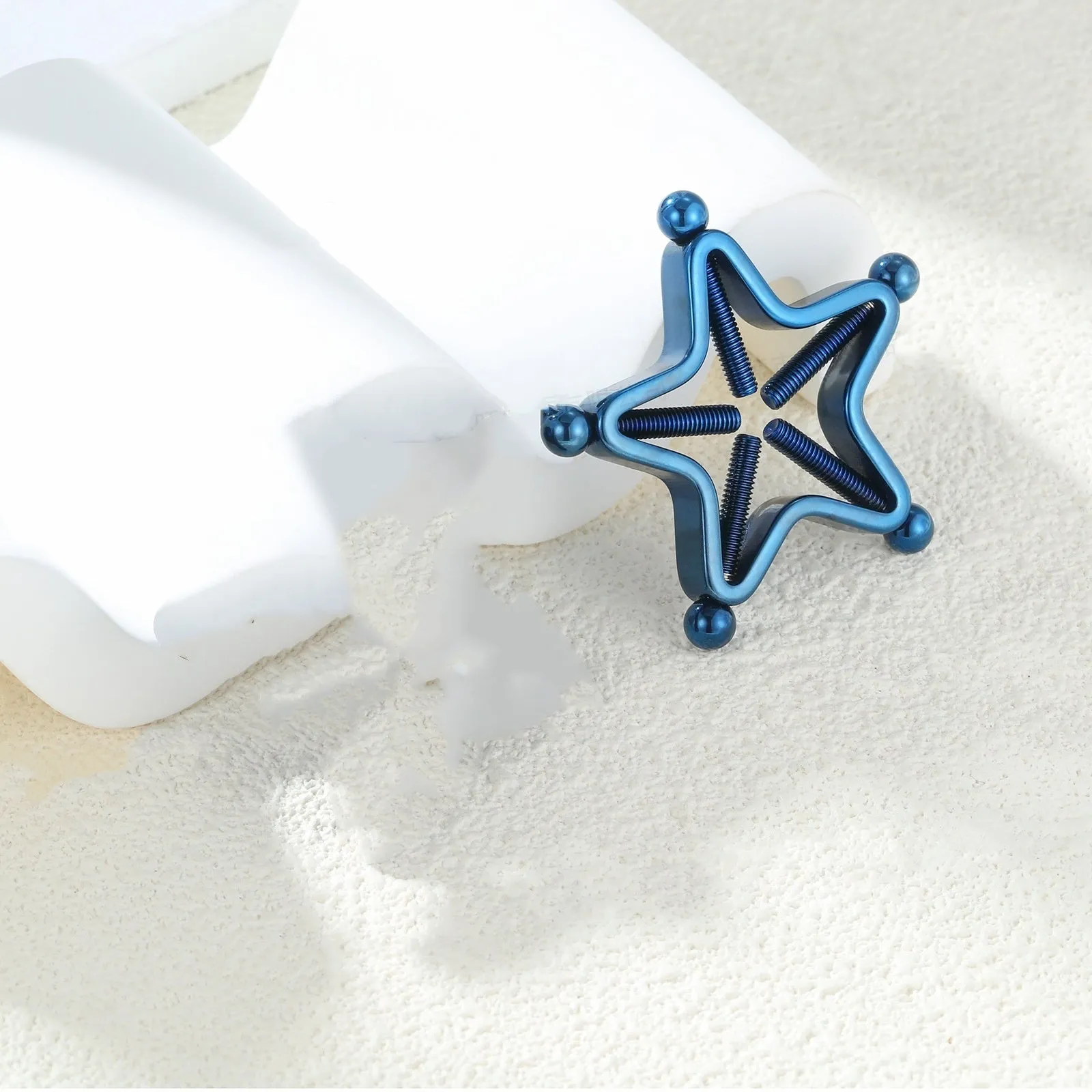 Stainless steel screw adjustable geometric nipple ring for women, steel colour finish