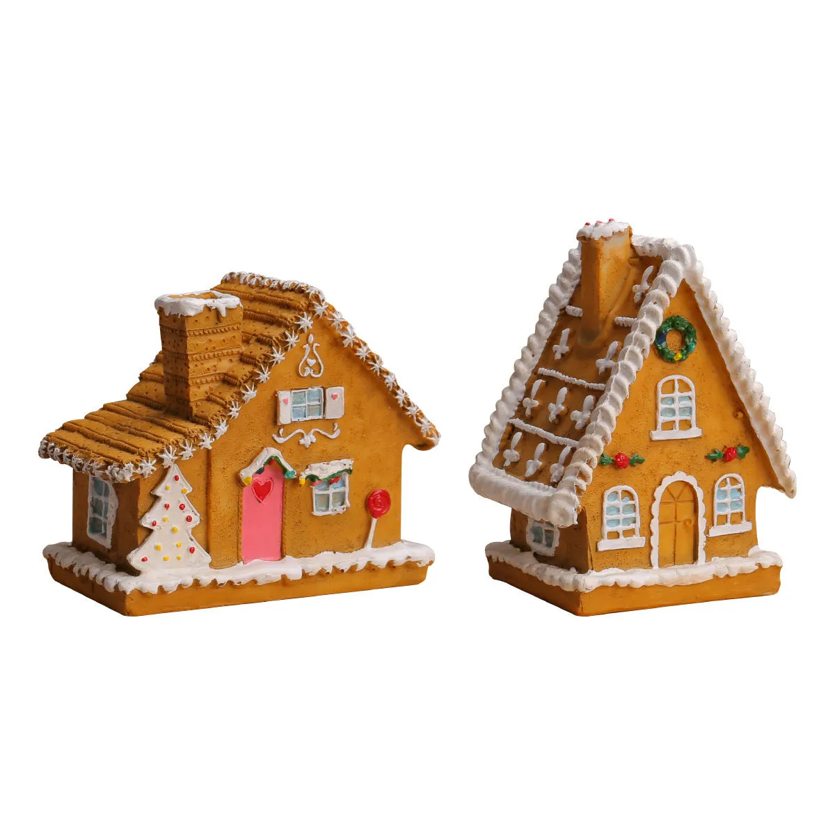 Christmas resin small house micro landscape with LED luminous glow in T2-63A colour