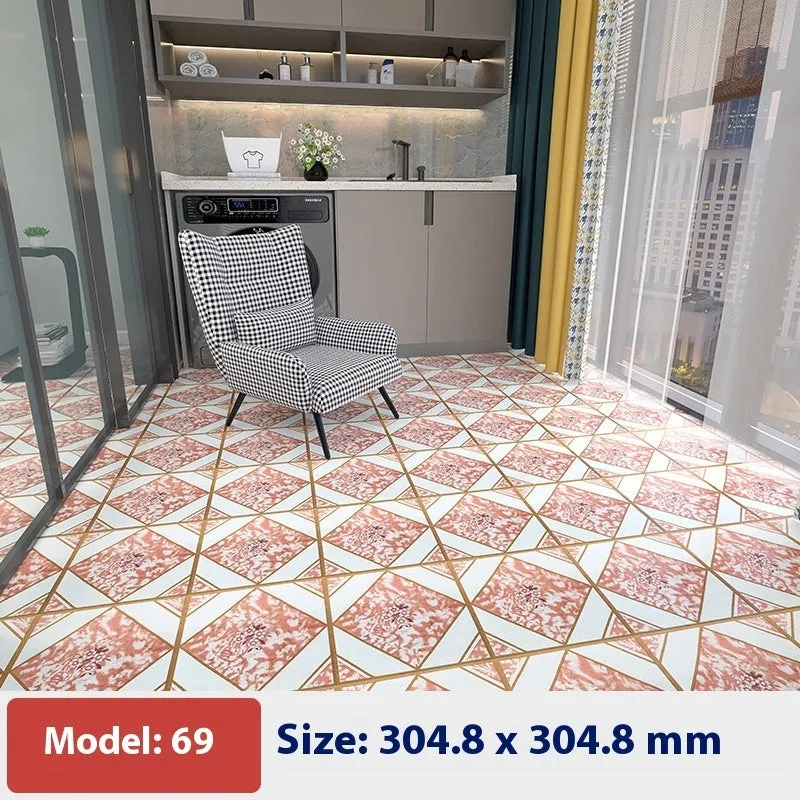 Self-adhesive PVC thickening vinyl floor tile with wear-resistant waterproof surface in square pattern