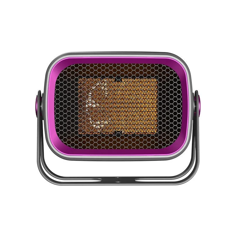 Compact desktop ceramic heater in white with push-button controls and rotatable air vents