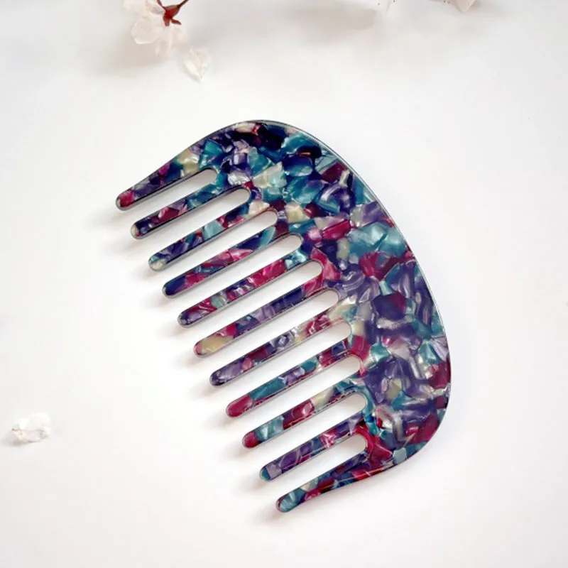 Acetate retro hair comb in cherry blossom powder colour, size 10x6.2cm, compact design