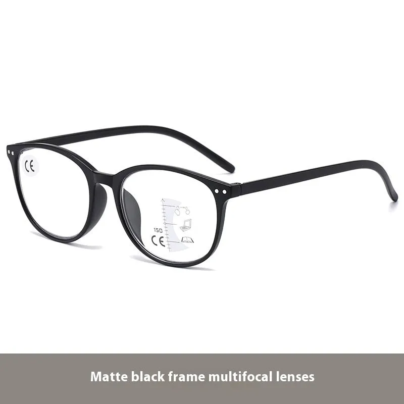Women's ultra-light multi-focus presbyopic glasses in black focus frame with reading lenses
