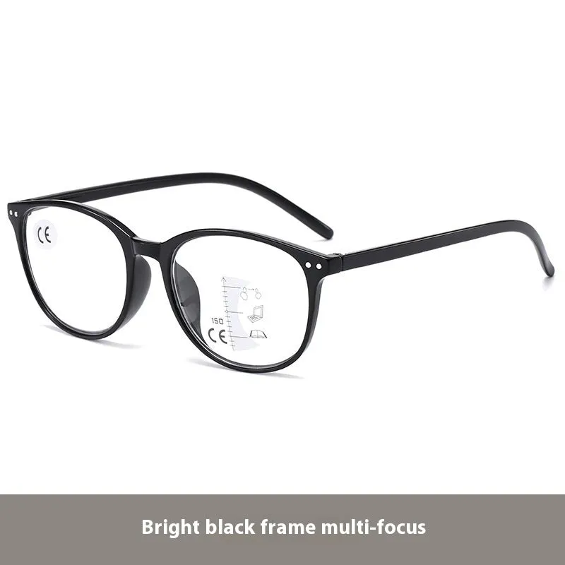 Women's ultra-light multi-focus presbyopic glasses in black focus frame with reading lenses
