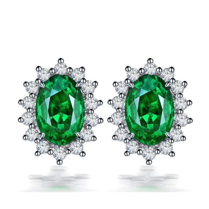Heart-shaped six-claw copper zircon earrings with electroplated finish for women