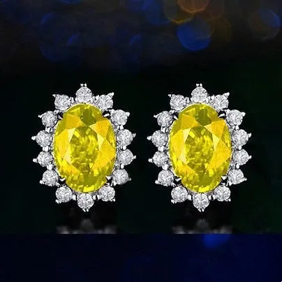 Heart-shaped six-claw copper zircon earrings with electroplated finish for women