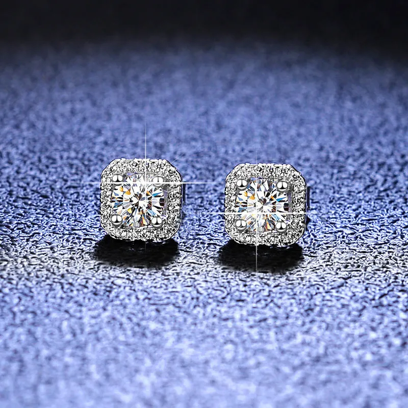 Heart-shaped six-claw copper zircon earrings with electroplated finish for women