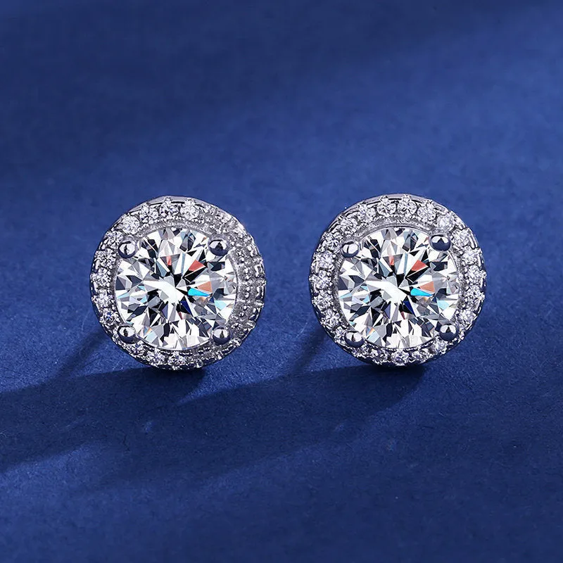 Heart-shaped six-claw copper zircon earrings with electroplated finish for women