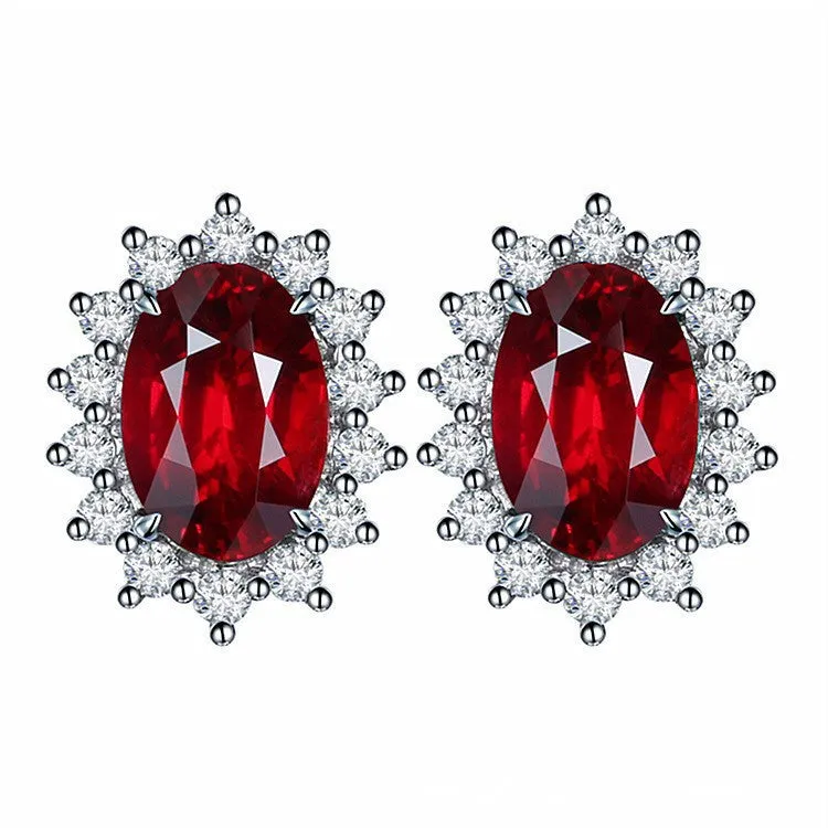 Heart-shaped six-claw copper zircon earrings with electroplated finish for women