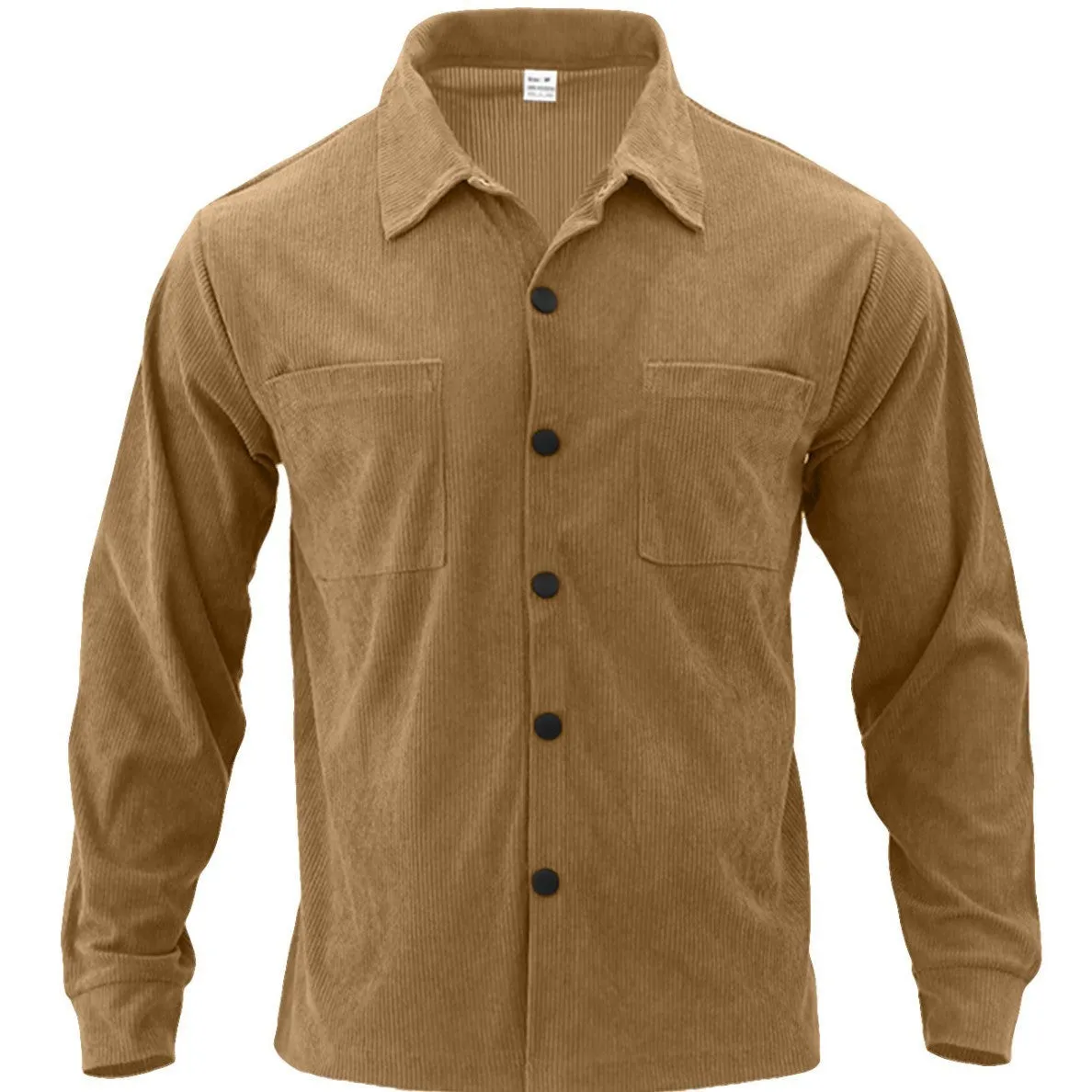 Casual corduroy polo collar jacket top with patch pockets in five colours from S to XXXL size