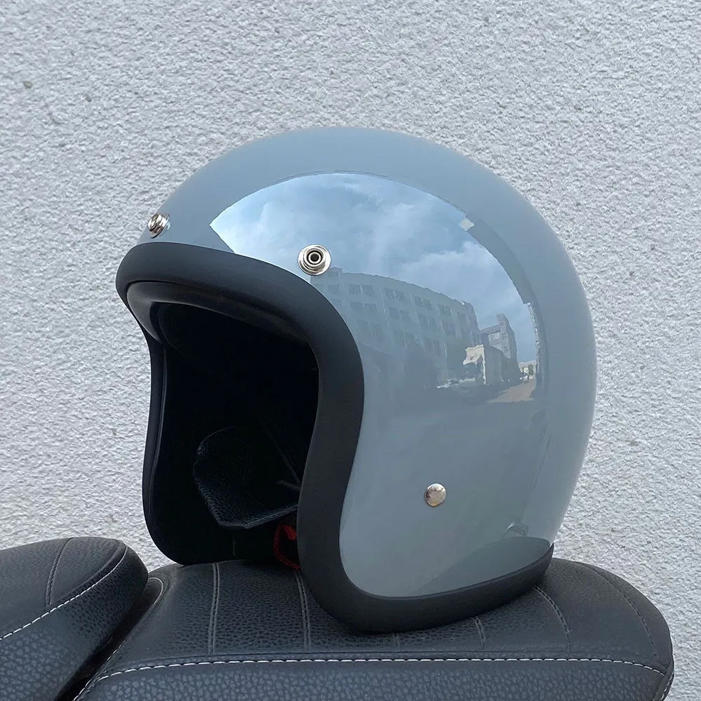 FRP glass fibre retro half motorcycle helmet for electric scooter commuting in cement grey colour