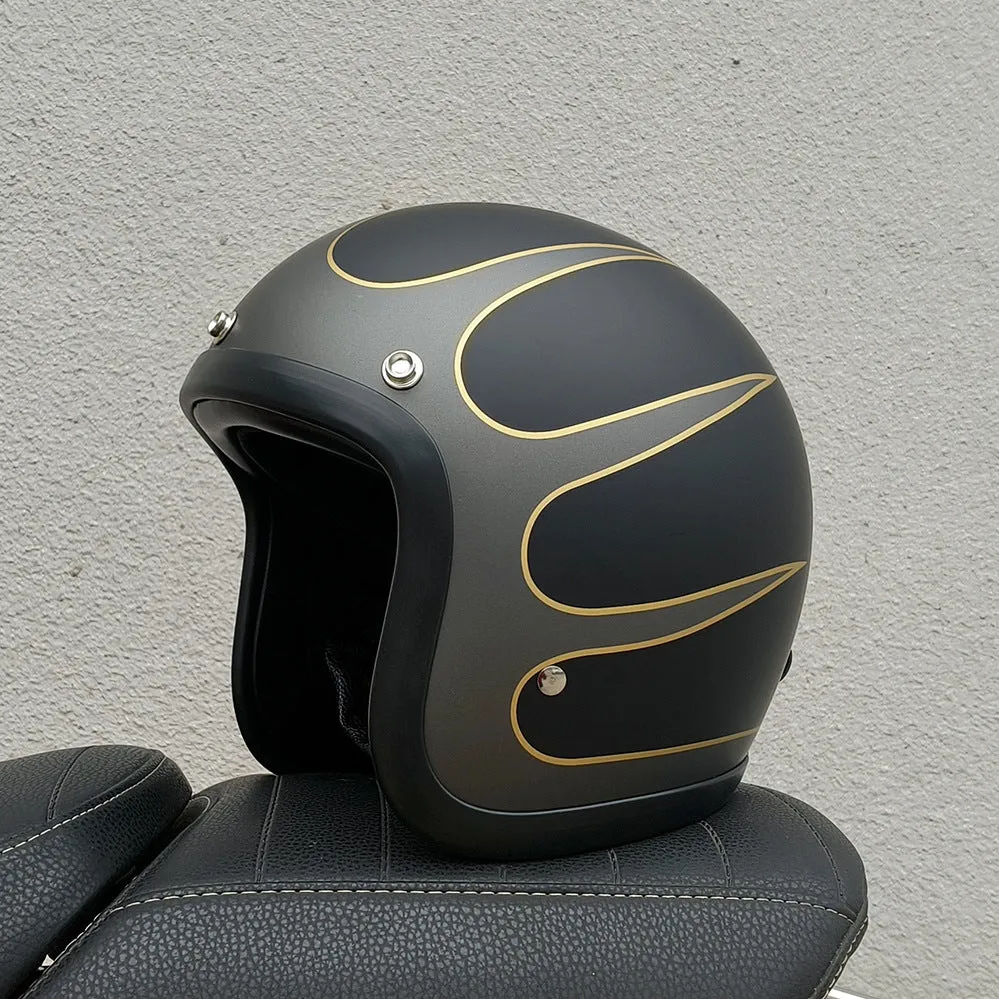 FRP glass fibre retro half motorcycle helmet for electric scooter commuting in cement grey colour