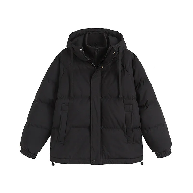 Loose winter padded jacket in multiple colours with side seam pockets and cardigan design