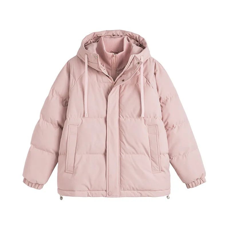 Loose winter padded jacket in multiple colours with side seam pockets and cardigan design