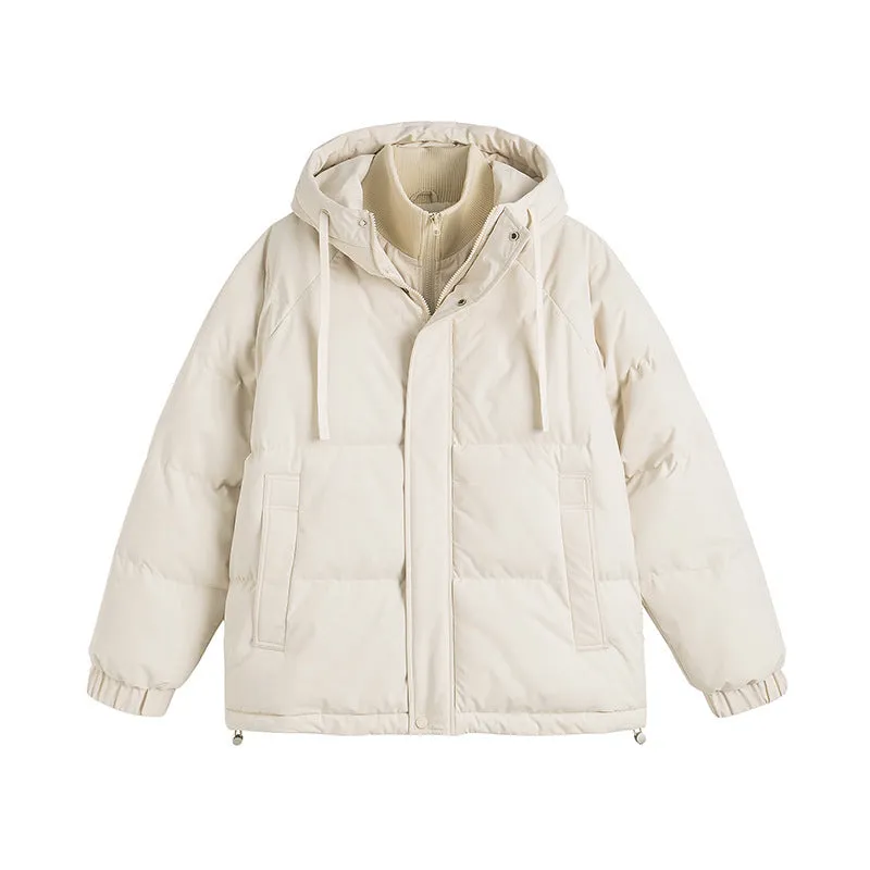 Loose winter padded jacket in multiple colours with side seam pockets and cardigan design