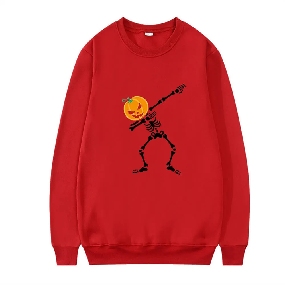 Women's printed long sleeve crew neck top in cotton polyester blend, shown in various colours.