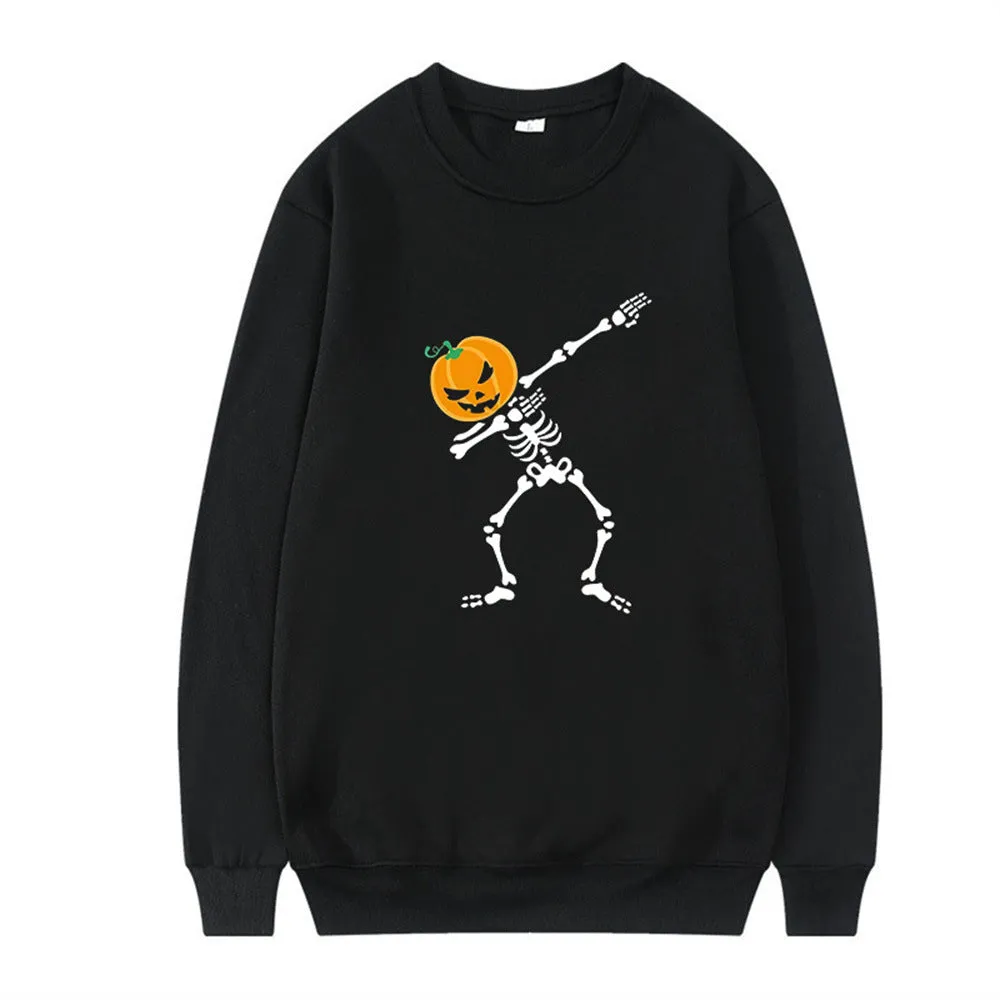 Women's printed long sleeve crew neck top in cotton polyester blend, shown in various colours.