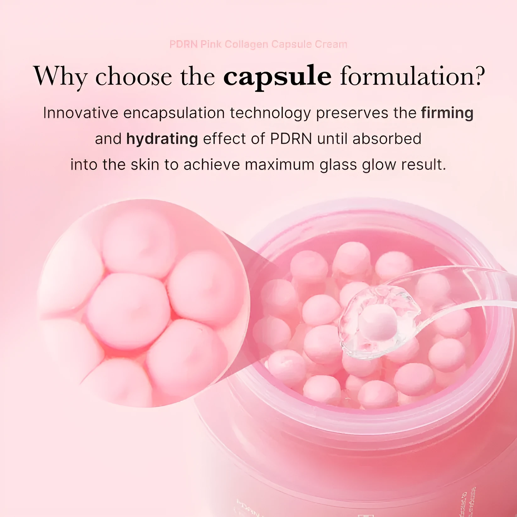 Pink collagen capsule cream moisturising nourishing face cream universal skin type fish roe cream style