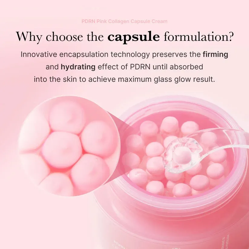 Pink collagen capsule cream moisturising nourishing face cream universal skin type fish roe cream style