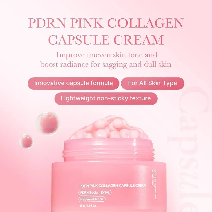 Pink collagen capsule cream moisturising nourishing face cream universal skin type fish roe cream style