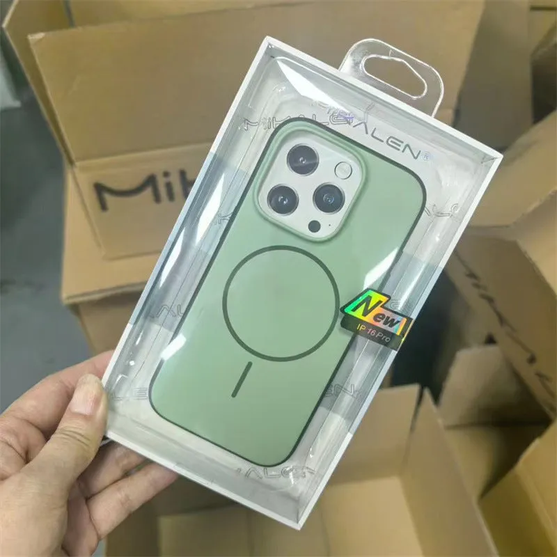Two-colour skin feeling magnetic suction AI photo button phone case for iPhone 16 17 Pro Max in black half-pack style