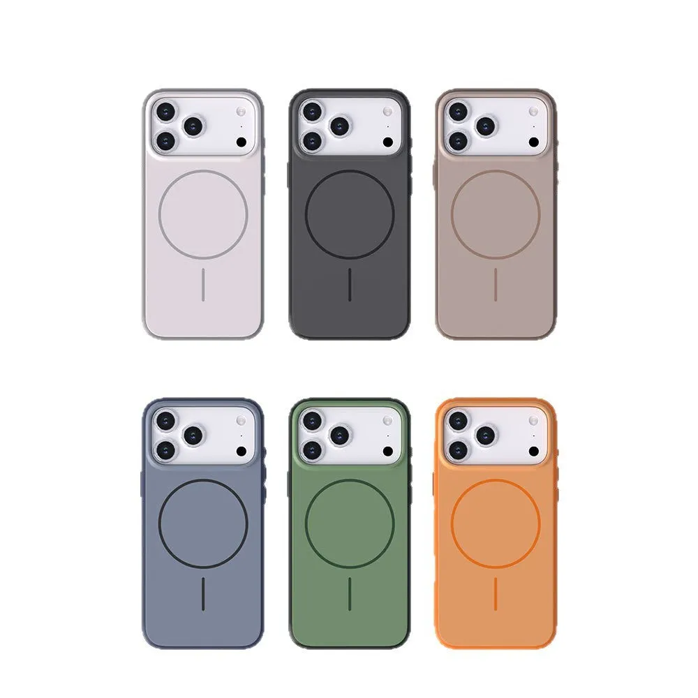 Two-colour skin feeling magnetic suction AI photo button phone case for iPhone 16 17 Pro Max in black half-pack style