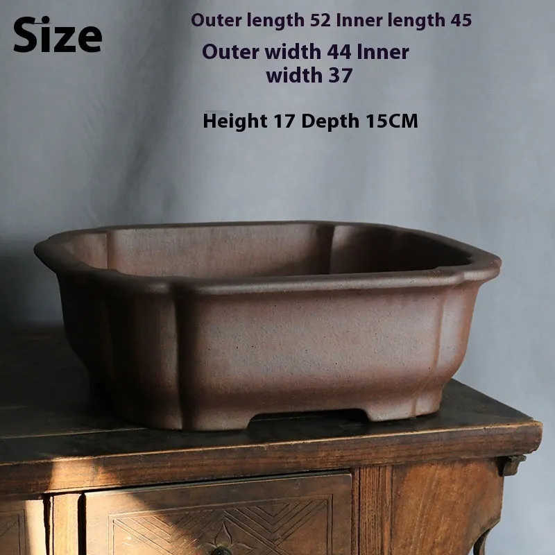 Purple sand rectangular bonsai flower pot with modern minimalist design